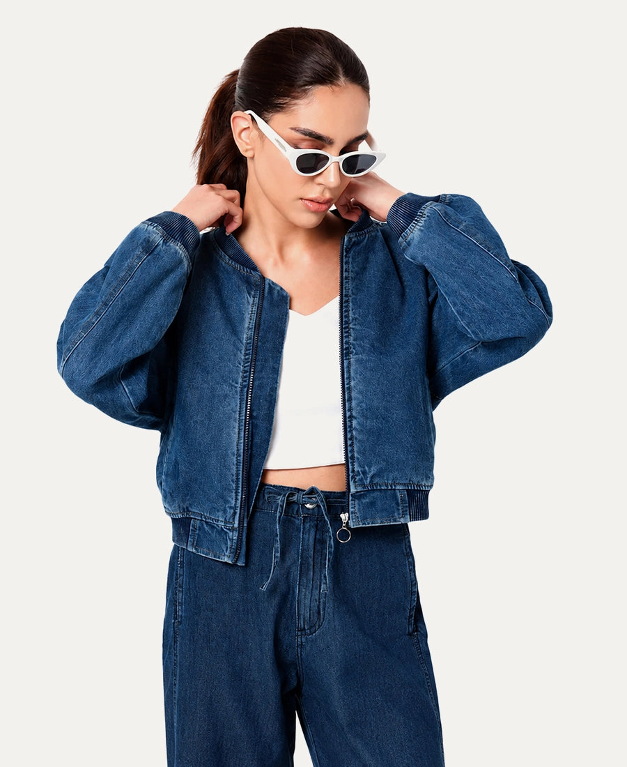 Zip Front Denim Jacket