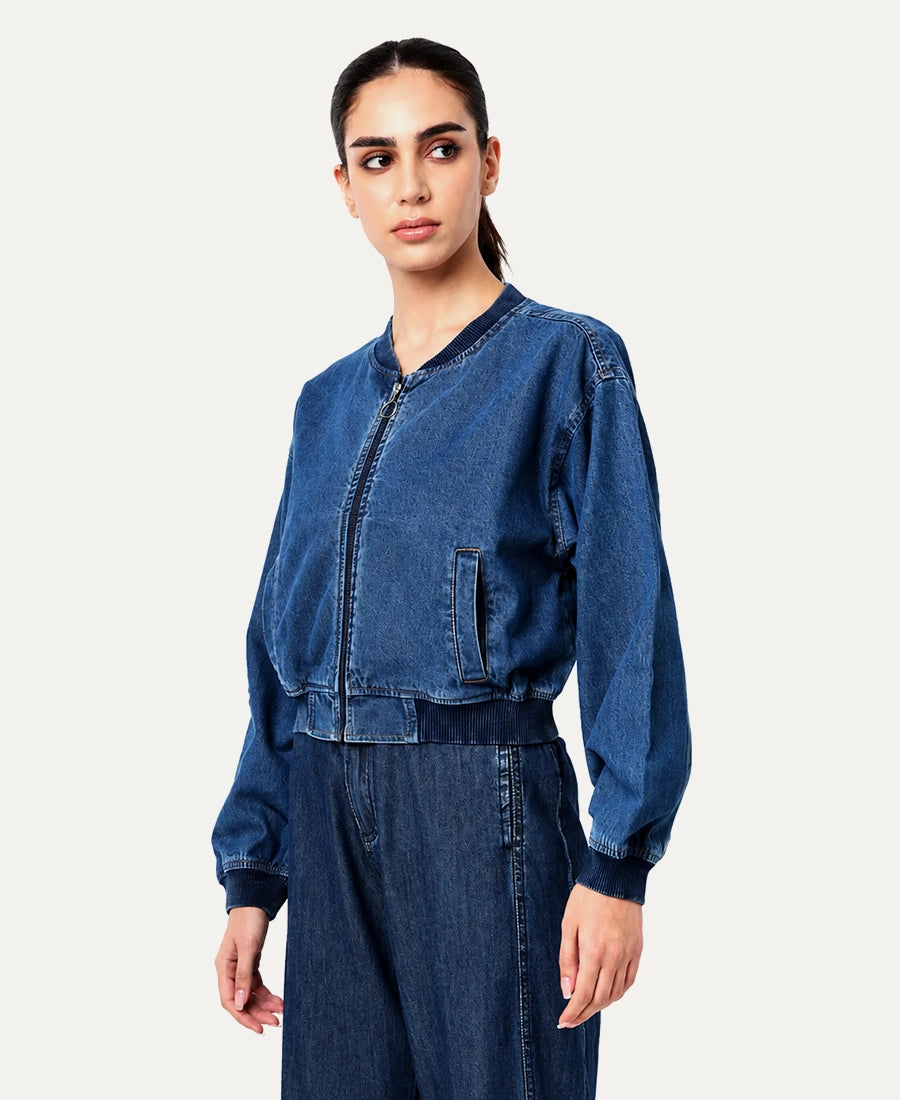Zip Front Denim Jacket